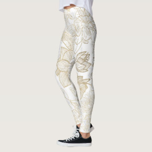 Leggings Elegante y moderno mármol dorado gris blanco flori