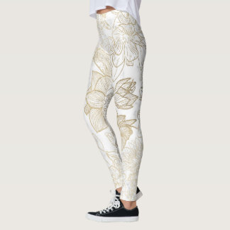 Leggings Elegante y moderno mármol dorado gris blanco flori