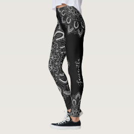 Leggings Elegante y personalizado Mandala de plata Imprimir