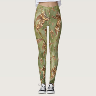 Leggings Elegantes ángeles dorados Marble Green