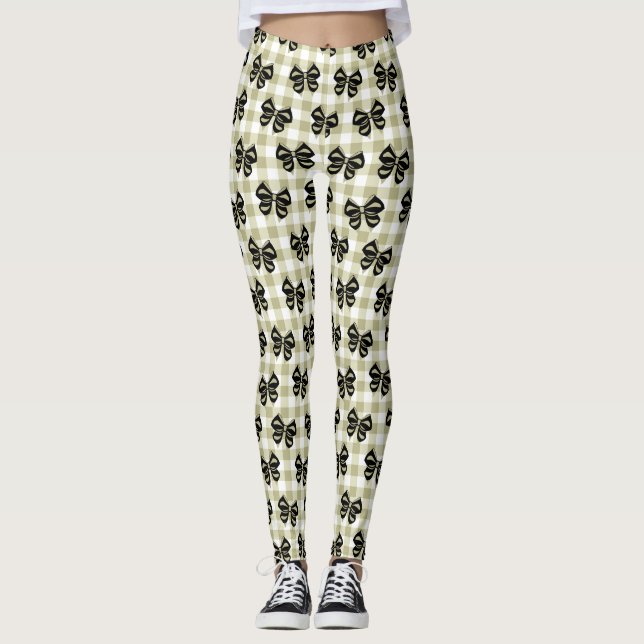 Leggings Elegantes arcos negros sobre hierba verde (Anverso)