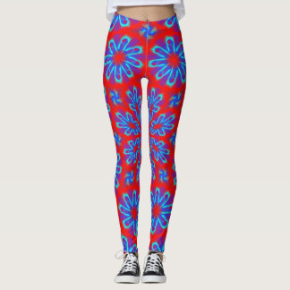 Leggings elegantes con diseño rojo azul