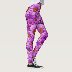 Leggings Elegantes daisias florales de magenta rosa oscuro