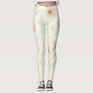 Leggings elegantes de acuarela floral para mujeres