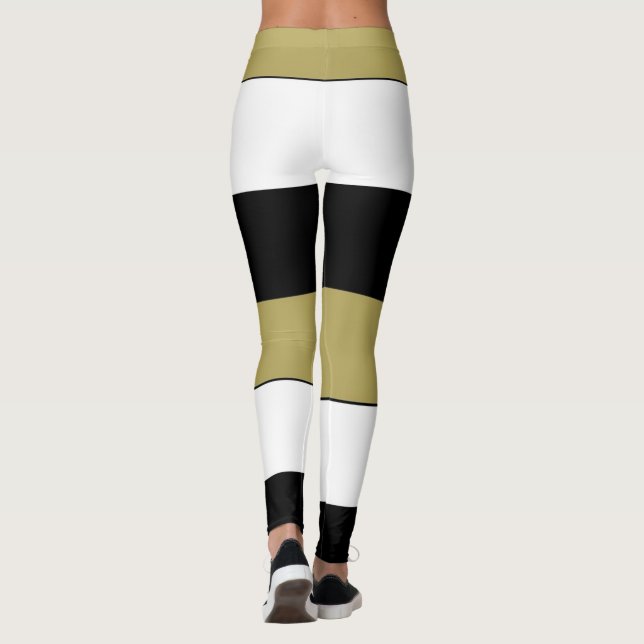 Leggings Elegantes franjas horizontales Black Gold White (Reverso)