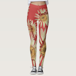 Leggings Elegantes girasoles de verano mujeres rojas