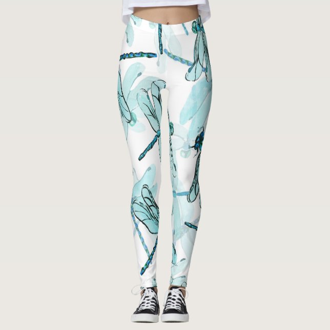 Leggings Elegantes libélulas: Maravilla de color de agua (Anverso)