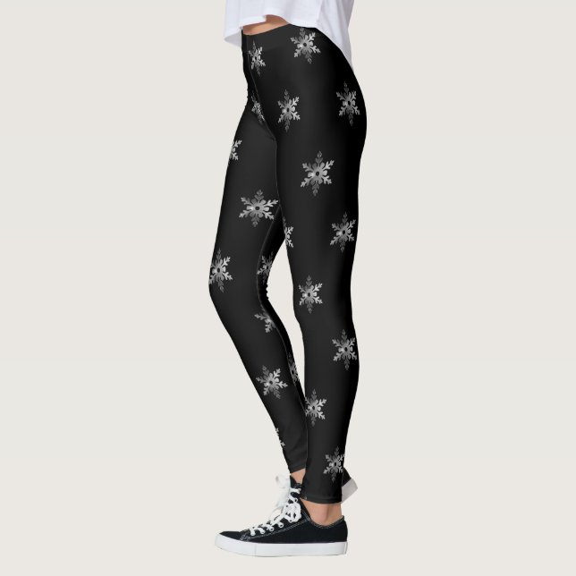 Leggings Elegantes Navidades de copos de nieve negros y pla (Izquierda)