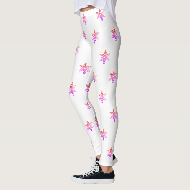 Leggings Elegantes Navidades de copos de nieve rosa y blanc (Izquierda)