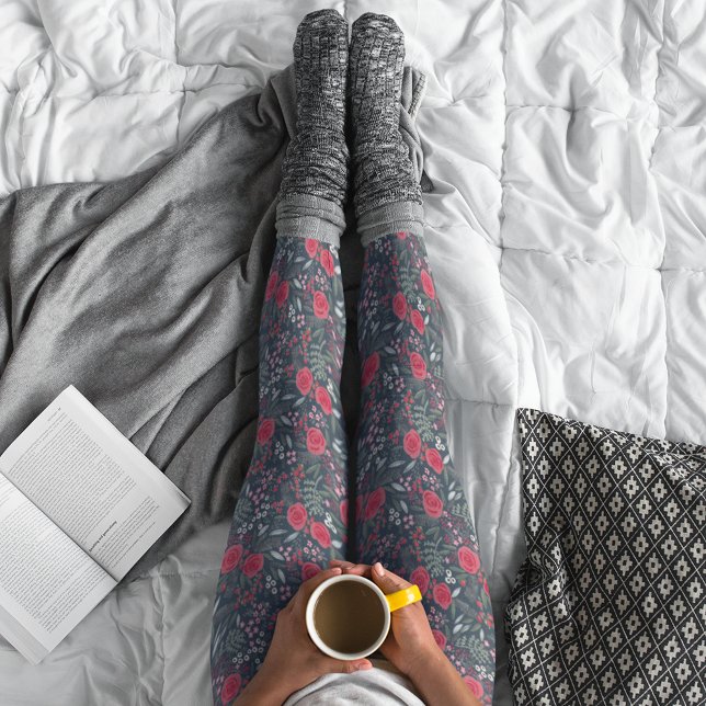Leggings Elegantes Navidades de patrón floral de vacaciones (Elegant Floral Pattern Christmas Holiday Leggings)