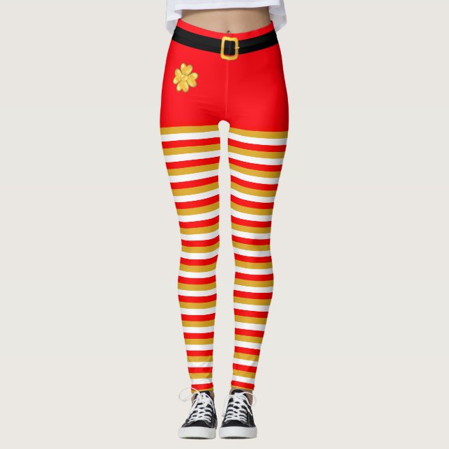 Leggings Elegantes Navidades Elf Leyendas a rayas (Anverso)