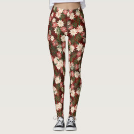 Leggings Elegantes Navidades festivos Poinsettia Holiday