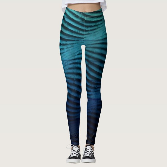 Leggings Elegantes olas azules clásicas en acuarela (Anverso)