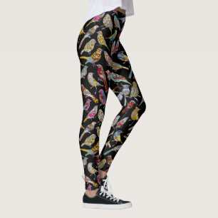 Leggings Elegantes pájaros cantantes encarnados