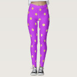 Leggings elegantes puntos de polka color púrpura dorado<br><div class="desc">Elegante y moderno diseño de polka.</div>