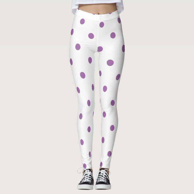 Leggings elegantes puntos de polka púrpura (Anverso)