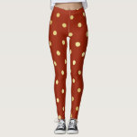 Leggings elegantes puntos de polka rojo dorado<br><div class="desc">Elegante y moderno diseño de polka.</div>