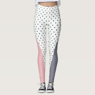 Leggings Elegantes puntos geométricos de polka rosa púrpu