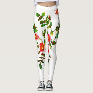 Leggings Elegantes Rosas de color melocotón vintage floral