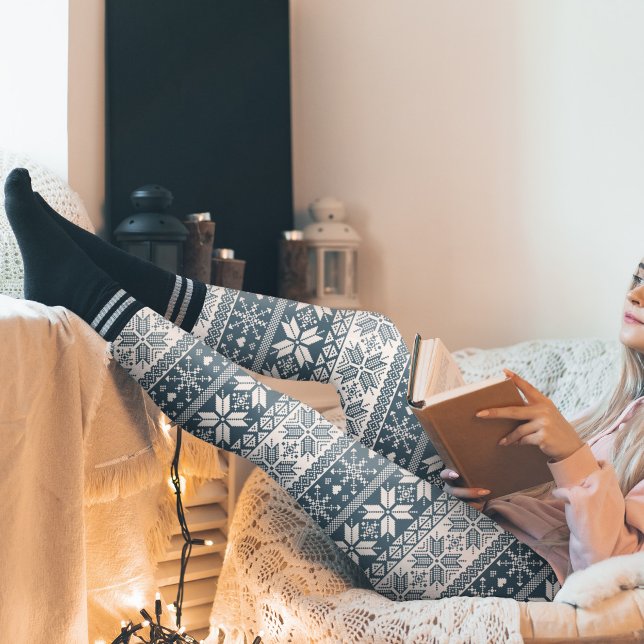 Leggings Elegir cualquier patrón de Isla de Feria de Invier (Choose Any Colour Winter Winter Fair Isle Pattern (Pick your own colour for the blue part!) )