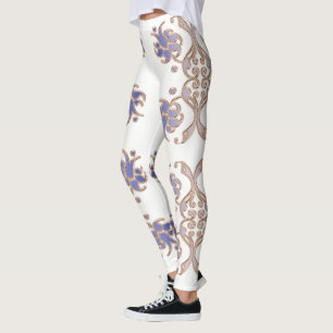 Leggings elemento de oro del damasco floral