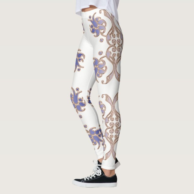 Leggings elemento de oro del damasco floral (Izquierda)