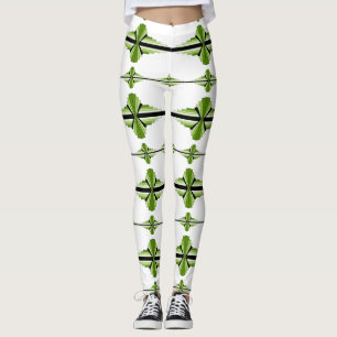 Leggings Elementos Art Deco de las piernas verdes musgos