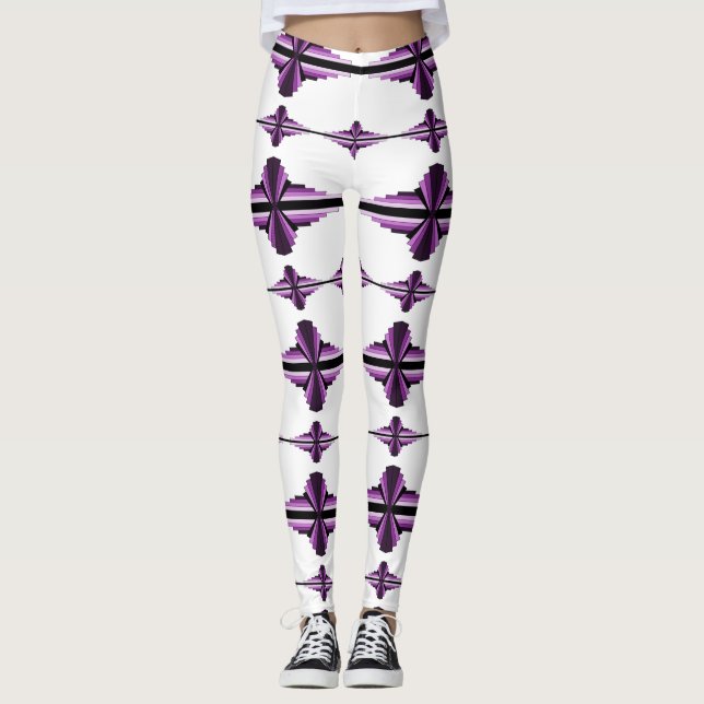 Leggings Elementos Art deco en las leggantas de ciruela osc (Anverso)
