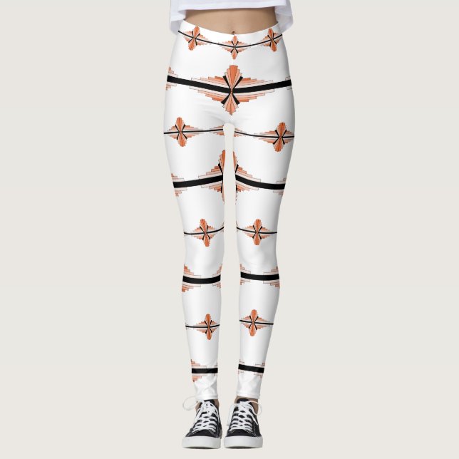 Leggings Elementos Art Deco en las leggantas de melocotón p (Anverso)
