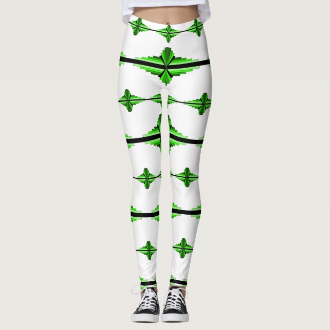Leggings Elementos Art Deco en las leggantas verdes profund (Anverso)