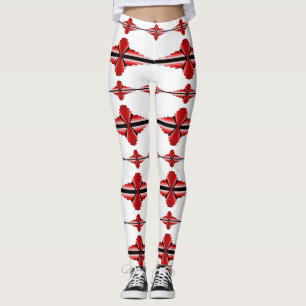 Leggings Elementos Art deco en las piernas rojas profundas