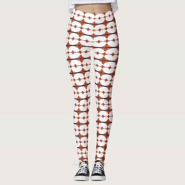 Leggings Elementos Art deco en naranja profundo (Anverso)