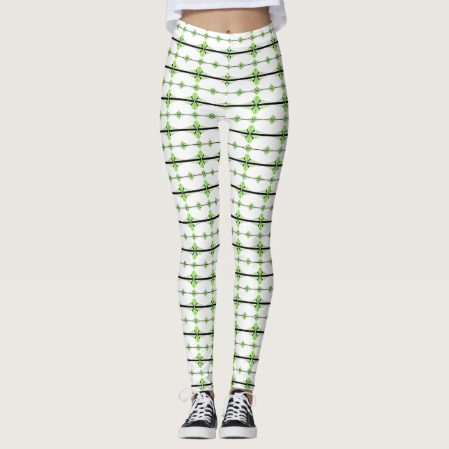 Leggings Elementos Art Deco en verde lima pastel (Anverso)