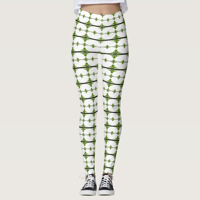 Leggings Elementos Art Decó en verde musgo (Anverso)