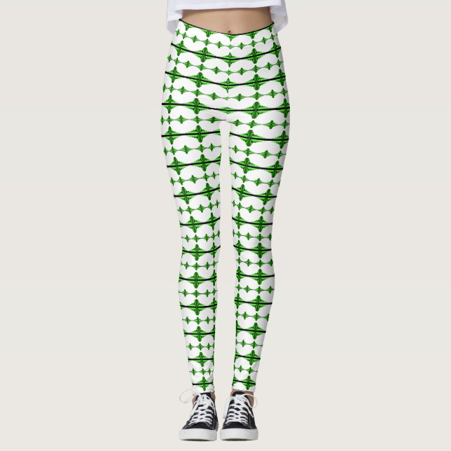Leggings Elementos Art Decó en verde profundo (Anverso)