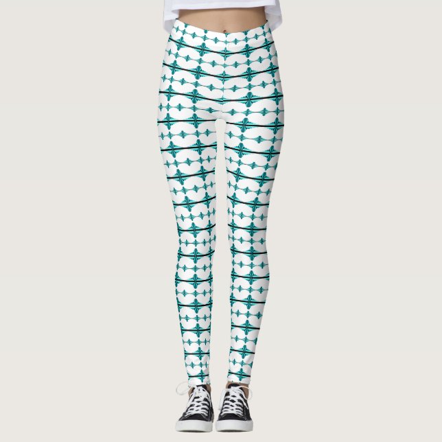 Leggings Elementos Art Deco en verde verde azulado (Anverso)