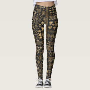 Leggings Elementos barrocos: patrón de mega set.