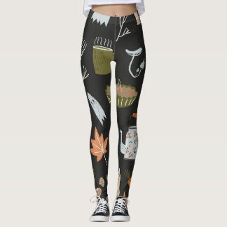 Leggings Elementos De Caída Acogedores: Patrón Cálido.
