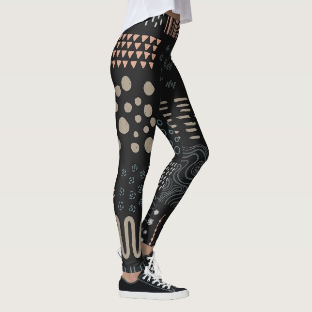 Leggings Elementos de diseño dibujados a mano Formas Squigg (Derecha)