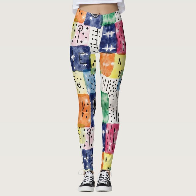 Leggings Elementos de tinte con formas geométricas simples (Anverso)