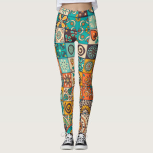 Leggings Elementos decorativos: Patrón Vintage dibujado a m