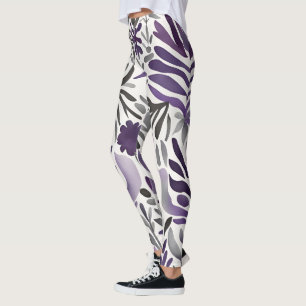 Leggings Elementos florales en morado
