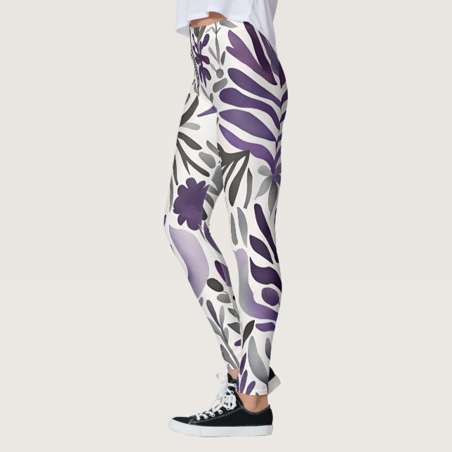 Leggings Elementos florales en morado (Izquierda)