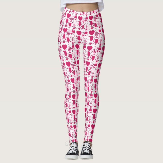 Leggings elementos patrones día de San Valentín (Anverso)