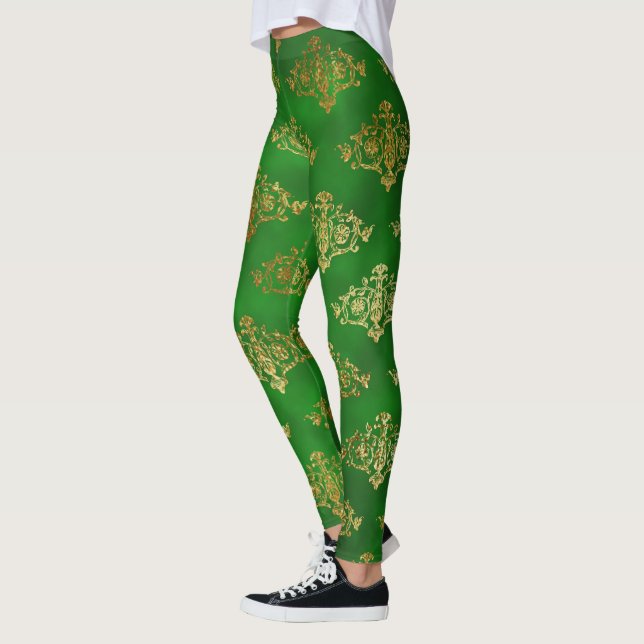 Leggings Eleva tu estilo con un Relieve metalizado dorado y (Izquierda)
