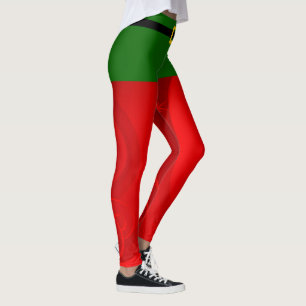 Leggings Elf Cute Navidades rojas y verdes de las mujeres E