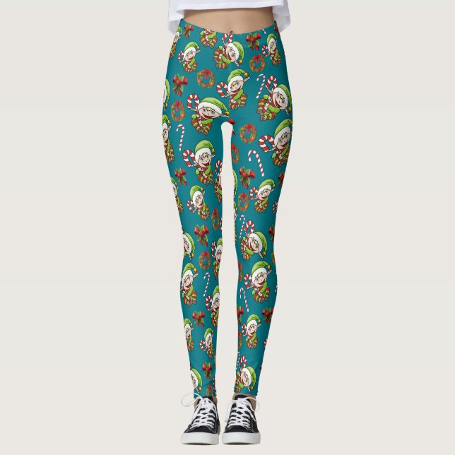 Leggings Élf de vacaciones con diseños decorativos de Navid (Anverso)