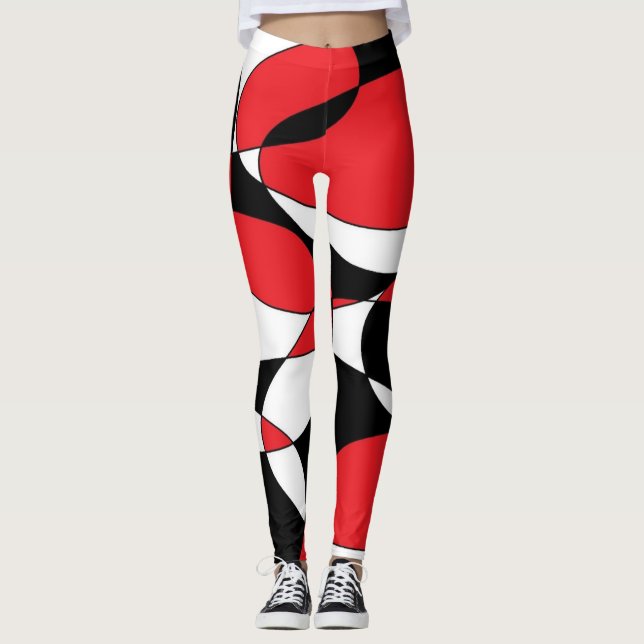 Leggings Elíptico negro, blanco y rojo (Anverso)