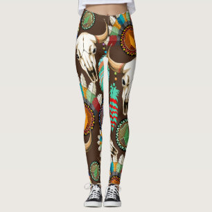 Leggings Emblema de cráneo de búfalo nativo americano