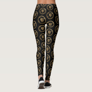 Leggings Emblema de mujer biolofílica dorada 3D de lujo